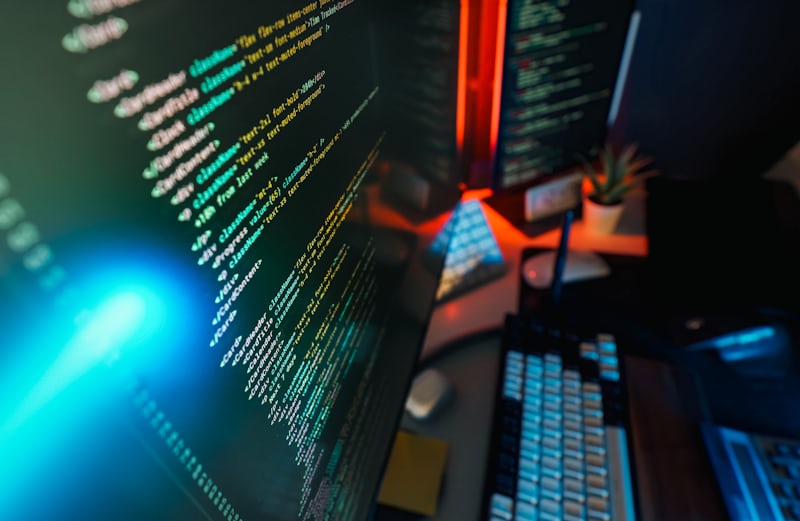 Programming code on a computer screen