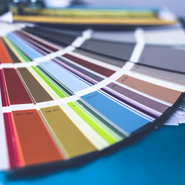 Fanned-out color swatch palette for brand design