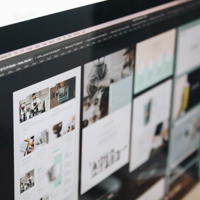 Website design layout open on a computer screen